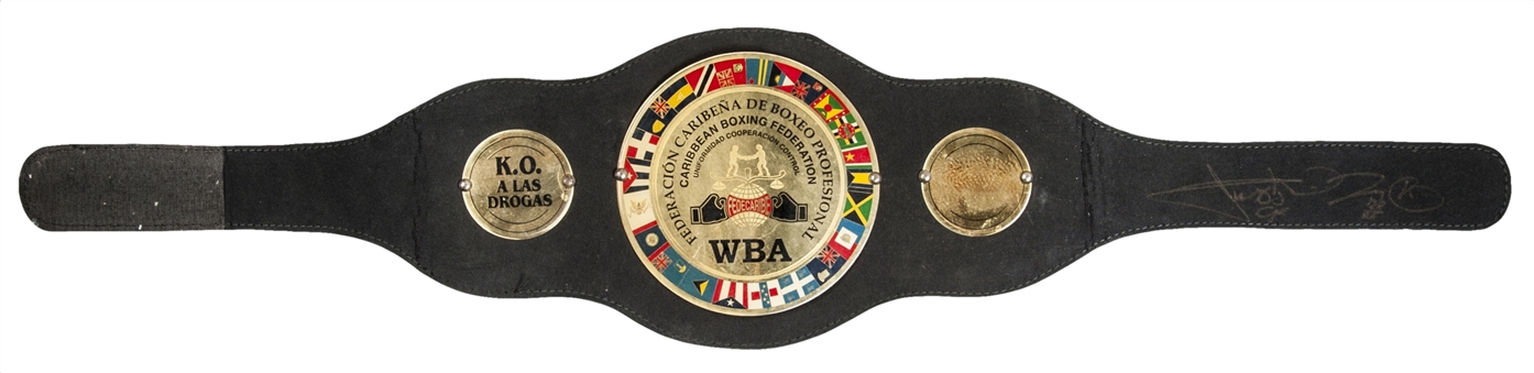 2006 Juan Manuel Lopezs Actual WBA Signed Championship Belt (Lopez LOA & PSA/DNA)